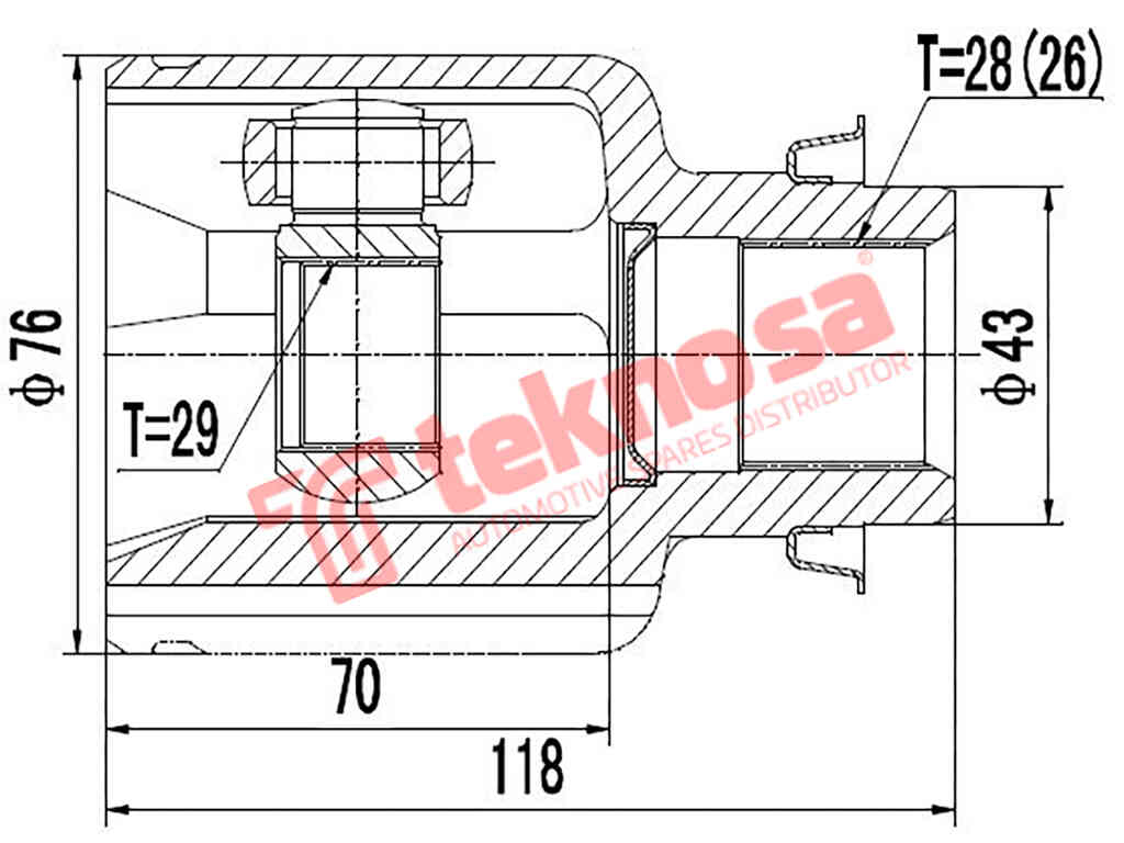 CV Joint Inner Front Right Mazda 2 1.5 (ZY66/ZY05) (MZ4001)