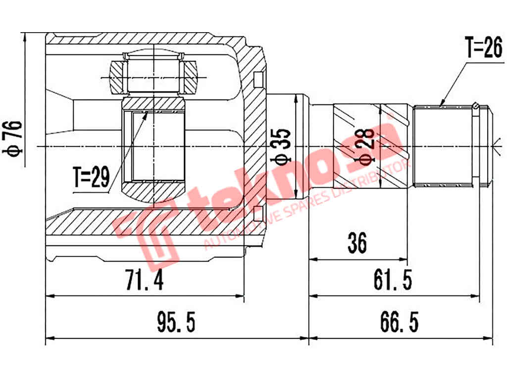 CV Joint Inner Front Left Mazda 2 1.5 (ZY66/ZY05) (MZ4002)