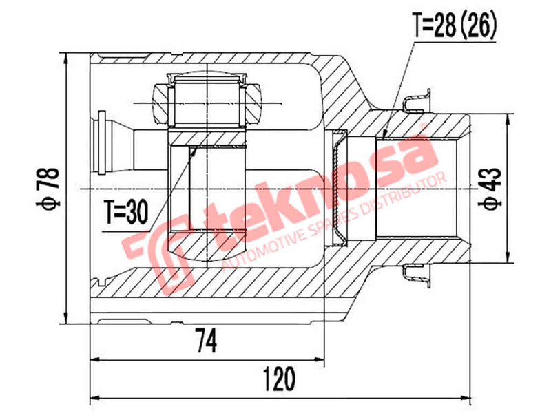 Inner CV Joint Front Right Mazda 626 (MZ6432)