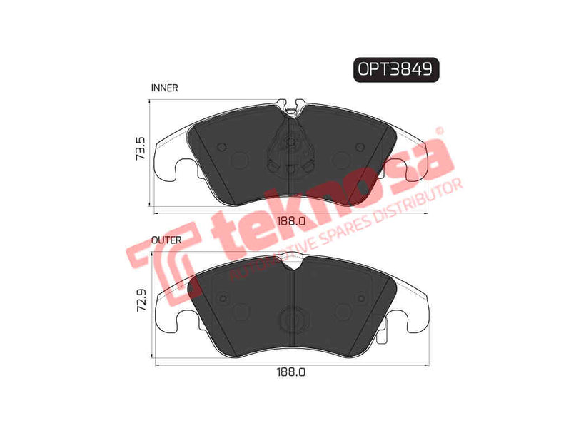 Front brake pads OPT3849 for Audi A4, A5, A6, A7, Q5 – wide engine compatibility
