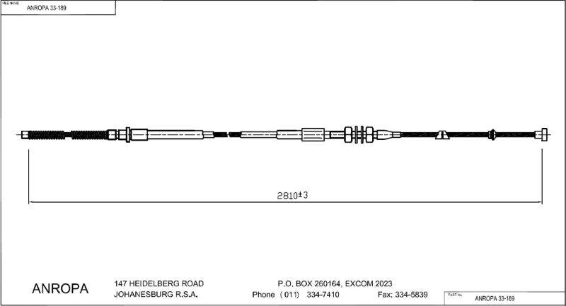 Hand Brake Cable Left Rear Ford Courier/ Ranger, Mazda Proceed, Drifter 2.5TD