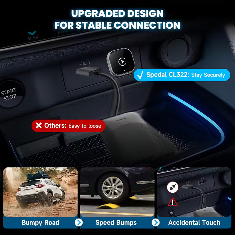 Wireless Apple CarPlay & Android Auto Adapter USB A Plug & Play Dongle