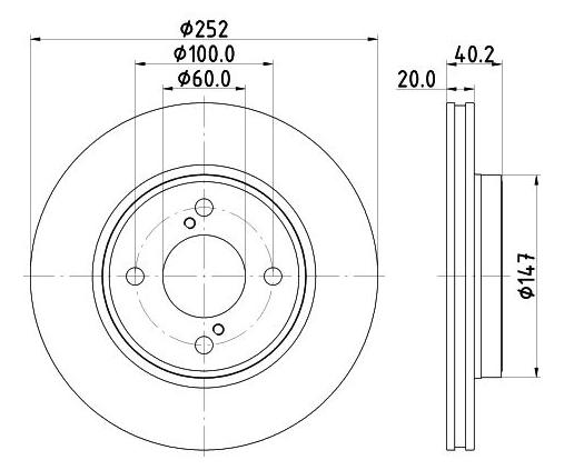 Vented front brake disc for Suzuki Fronx 1.5 K15B – 252mm x 20mm, 4-hole fitment

