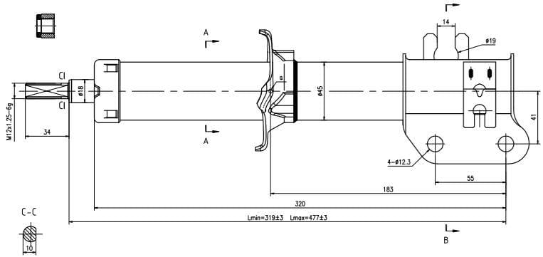Front left shock absorber Chery QQ3 S11 2008 2018 South Africa fitment 9250034