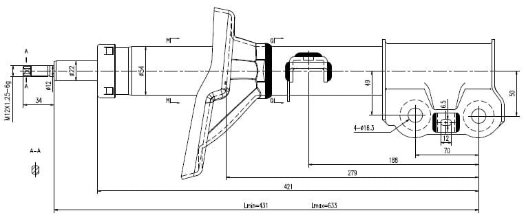 I-Front Left Gas Shock Absorber ye-Mahindra XUV500 2011 kuya phambili (9265686)