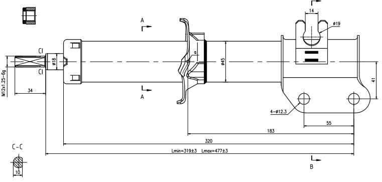 Front right shock absorber Chery QQ3 S11 2008 2018 South Africa fitment 9250033