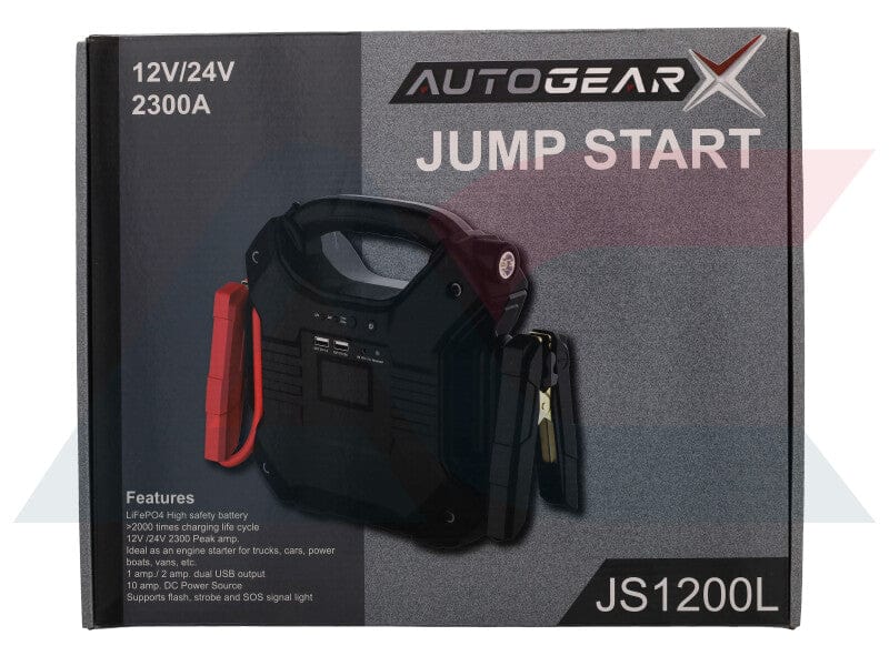 Full jump starter kit – includes jump pack, clamps, charger, case, and USB cable