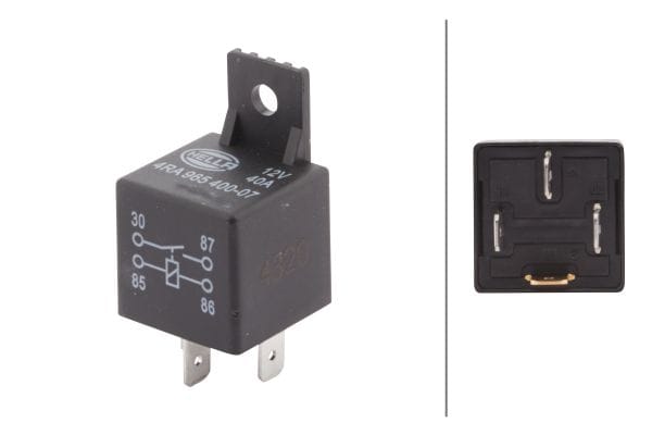 Hella 12V 40A 4-Pin Main Current Relay with Holder - 4RA 965 400-071
