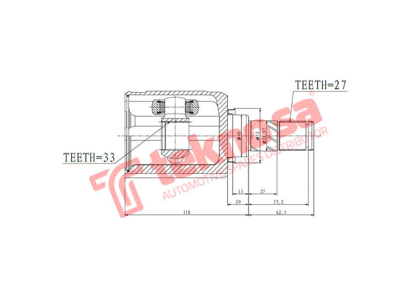Inner left CV joint for Nissan Qashqai and X-Trail 2.0 MR20DE engine