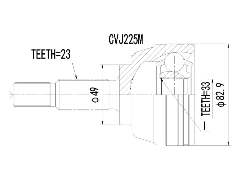 Outer CV Joint for Renault Megane II 2.0 front axle CVJ225M

