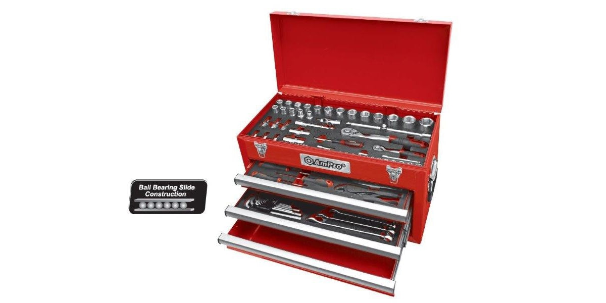 101Pc 1/4&1/2 Dr 3-Drawer Chest Bolt-Fit Set AMPRO T52721 tools at Modern Auto Parts!