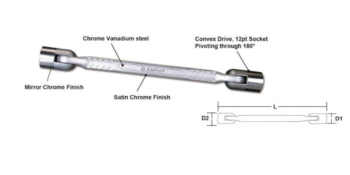 10Mm X 11Mm Swivel Socket Wrench AMPRO T40911 tools at Modern Auto Parts!