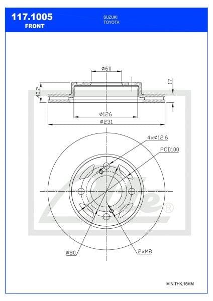 Remskyf Voor Suzuki Swift/Dzire 1.2 (K12M) Enkel (Ate 117-1005)