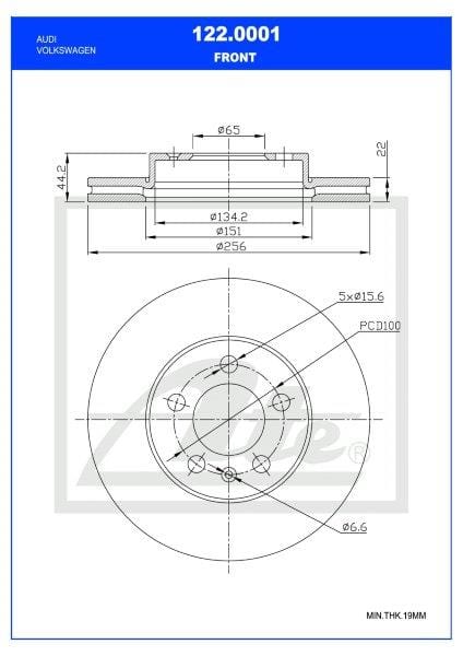 Remskyf Voor Audi A1 25Tfi,30Tfi,40Tfsi/Vw Polo Aw 1.0Tsi,2.0Gti Enkel (Ate 122-0001)
