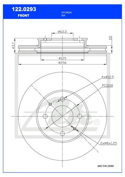 Brake Disc Front Hyundai I20 G4La,G4Lc/Kia Rio G4La,G4Lc Single (Ate 122-0293)