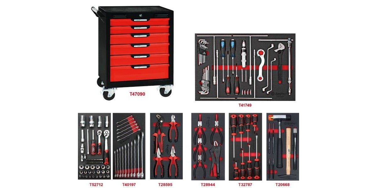 134Pc 1/4" & 3/8" Dr. 6-Drawer Wagon Tool Set AMPRO T47320 tools at Modern Auto Parts!