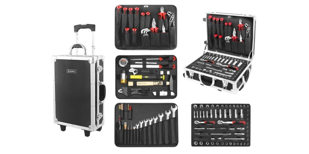 136Pc 1/4&3/8 Dr Aluminium Trolley Case Tool Set Ampro T45901 Tools