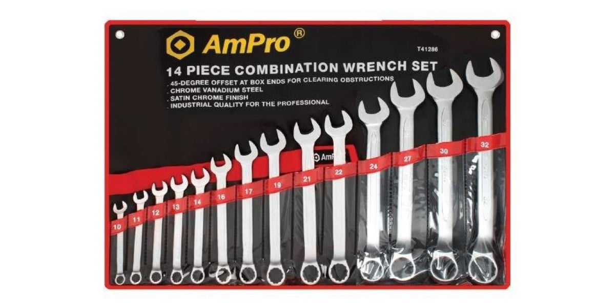 14Pc Combination Wrench Set (10 - 32Mm) AMPRO T41286 tools at Modern Auto Parts!