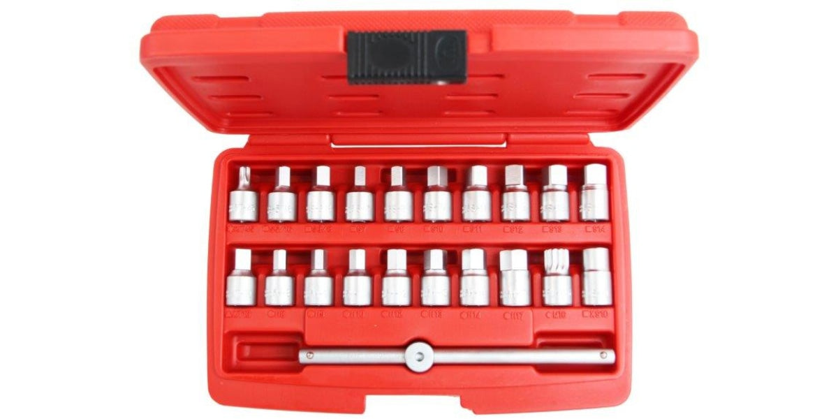 21Pc 3/8Inch Dr. Ma St Drain Plug Keyset Ampro T72141 Tools