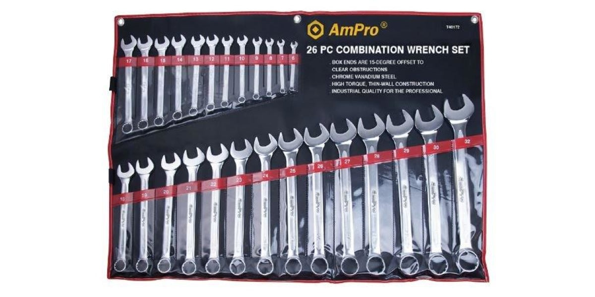 26Pc Combination Wrench Set (6 - 32Mm) AMPRO T40172 tools at Modern Auto Parts!