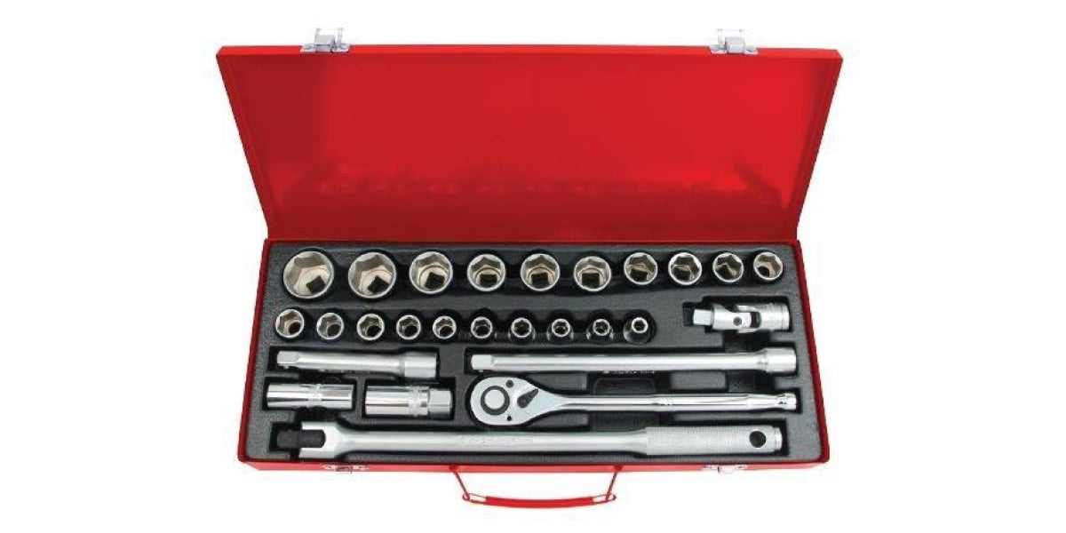 27Pc 1/2 Dr. 6Pt Socket Set (Metric) Ampro T45453 Tools