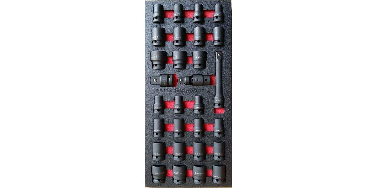 29Pc 1/2 Dr. Air Impact Socket Ft AMPRO A5619 tools at Modern Auto Parts!