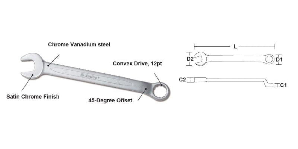 30Mm - 45 Degree Offset Comb. Wrench AMPRO T41230 tools at Modern Auto ...