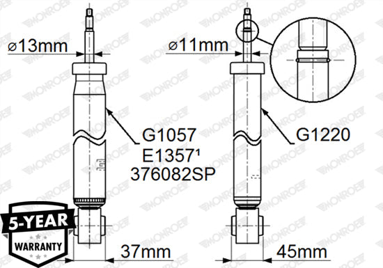 Shock Rear Vw Passat,Golf 5,6,Jetta,Seat Leon 2005-2016 (MONROE)(376082SP)