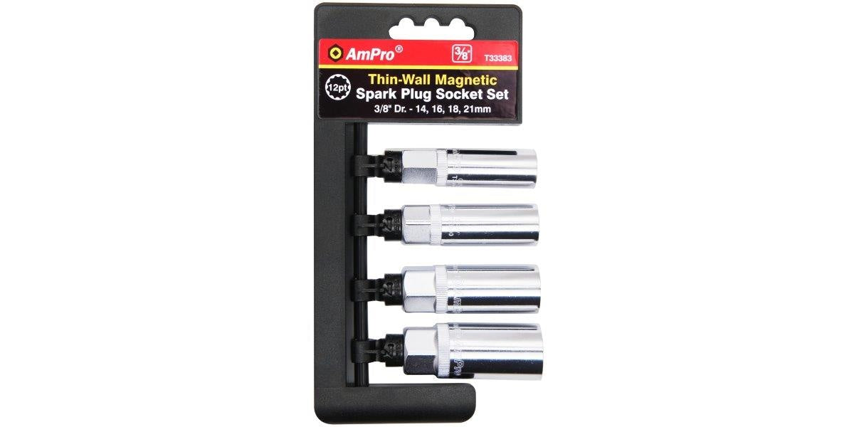 4Pc 3/8 Dr Magnetic Spark Plug Socket Set AMPRO T33383 tools at Modern Auto Parts!