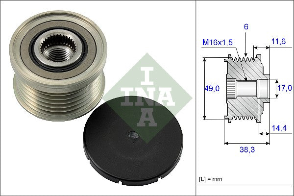 Alternator Overunner Pulley Bmw E87,E46 ,E90,E61 N42B20,N46B20,N52B30 (535012710)