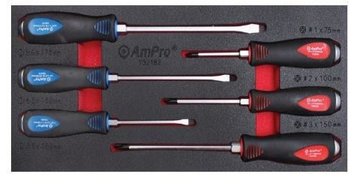 6Pc Go-Thru Screwdriver Set (Ph And Slotted) AMPRO T32182 tools at Modern Auto Parts!