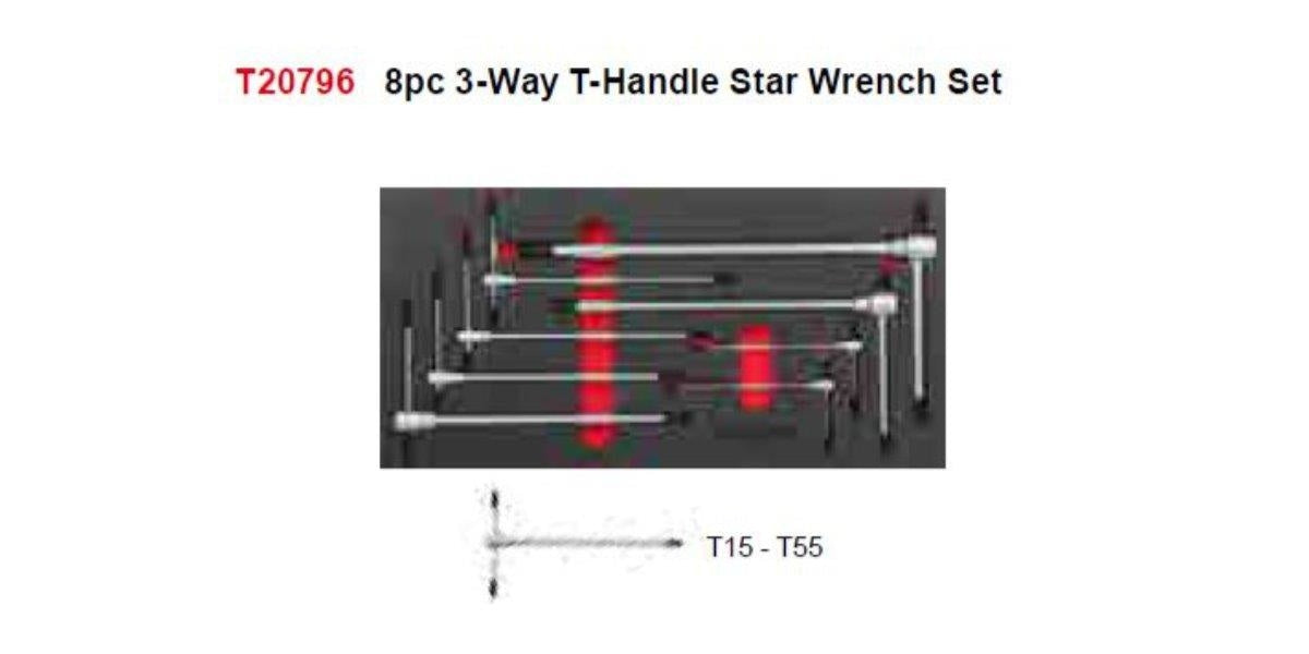 8Pc 3-Way T-Handle Star Wrench Set Ft AMPRO T20796 tools at Modern Auto Parts!