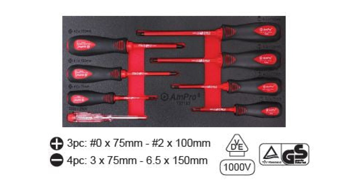8Pc Electrical Screwdriver Set Ft AMPRO T32193 tools at Modern Auto Parts!