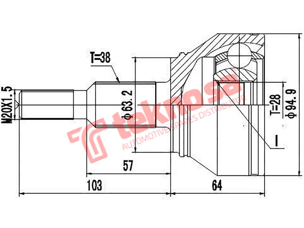 Ad3004 Outer Cv Joint Vw Transporter T5 T6 2.0Tdi 2003-2015-