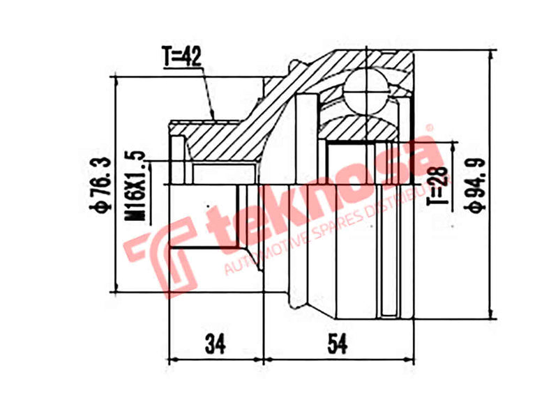 Ad3008 Outer Cv Joint Audi A4 1.8Tfsi 2.0Tdi 3.0Tfsi A6 2.0Tdi 3.