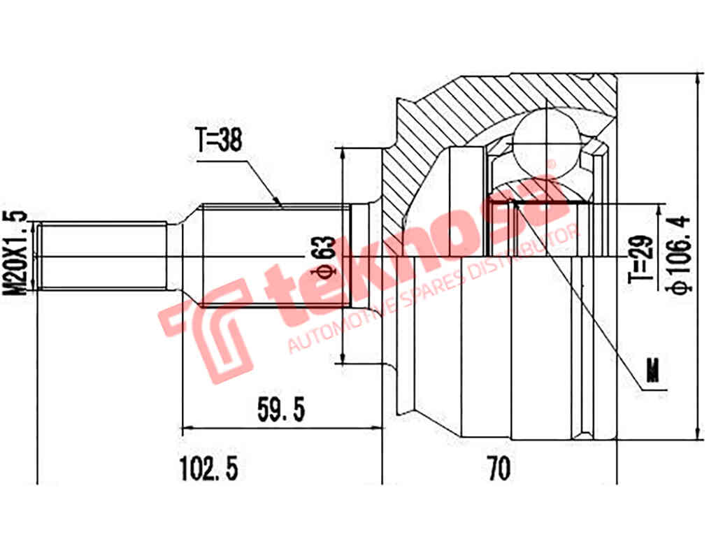 Ad5727 Outer Cv Joint Vw Kombi T5 2.0Tdi,Bitdi 2,5Tdi 3.2 V6 Tran