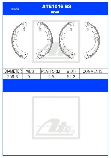 Brake Shoes Ate1016Bs Nissan Np300 2.0I 2.4I 2.5Tdi Nv350 2009- A