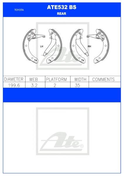 Brake Shoes Ate532Bs Toyota Conquest Corolla Tazz 2E 4Af 7Af ATE