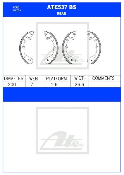 Brake Shoes Ate537Bs Ford Laser Meteor Mazda 323 626 ATE