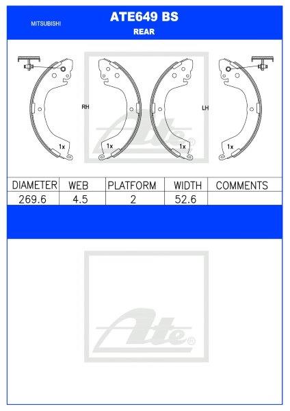 Brake Shoes Ate649Bs Mitsubishi Colt 2.4I 2.5D 2.5Td 2.8D 2.8Tdi