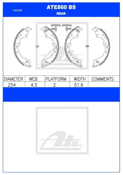 Brake Shoes Ate860Bs Cam Inyathi Toyota Hilux 2.0Vvt 2.5 D4D 2.7