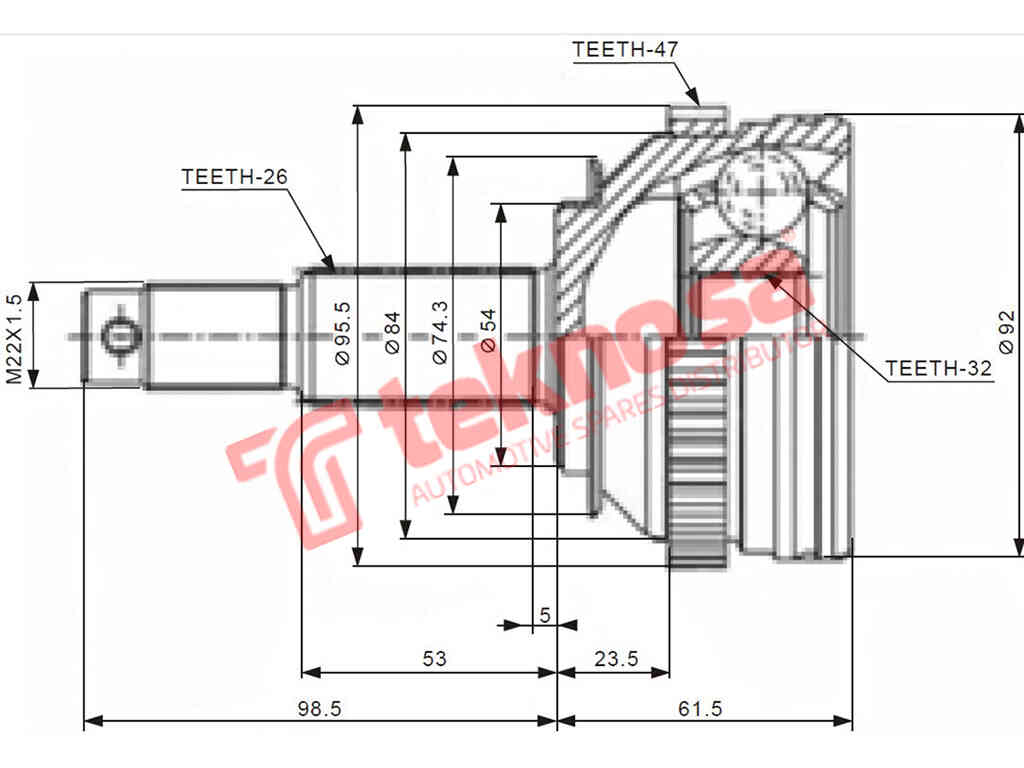 Ch5715A Outer Cv Joint Chrysler Pt Cruiser 2.0 Eccy 2.2 Om646