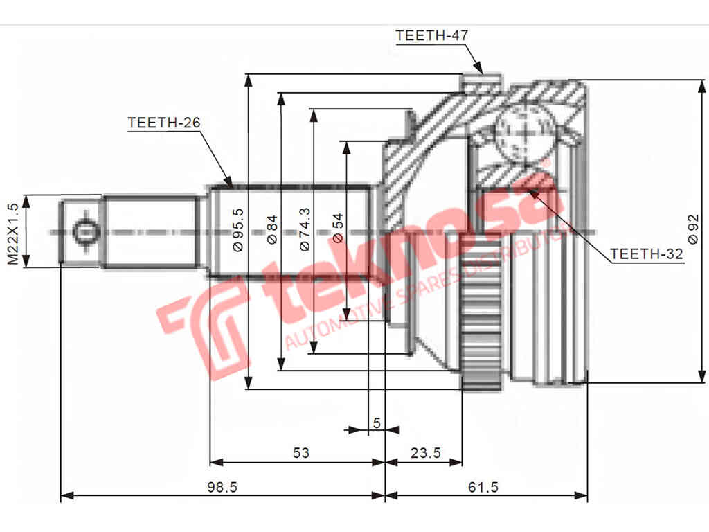 Ch5915A Outer Cv Joint Chrysler Grand Voyager 3.3 V6 Neon 2.0I Vo