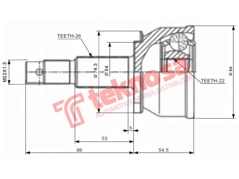 Outer Cv Joint Chrysler Neon 1999-2005 1.6 Ejd Manual 5 Speed Ch5