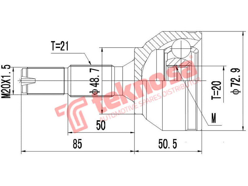 Outer Cv Joint Toyota Yaris 1.5Vvti 1.5 Hybrid 2Nr 1Nz 2010- Ct52