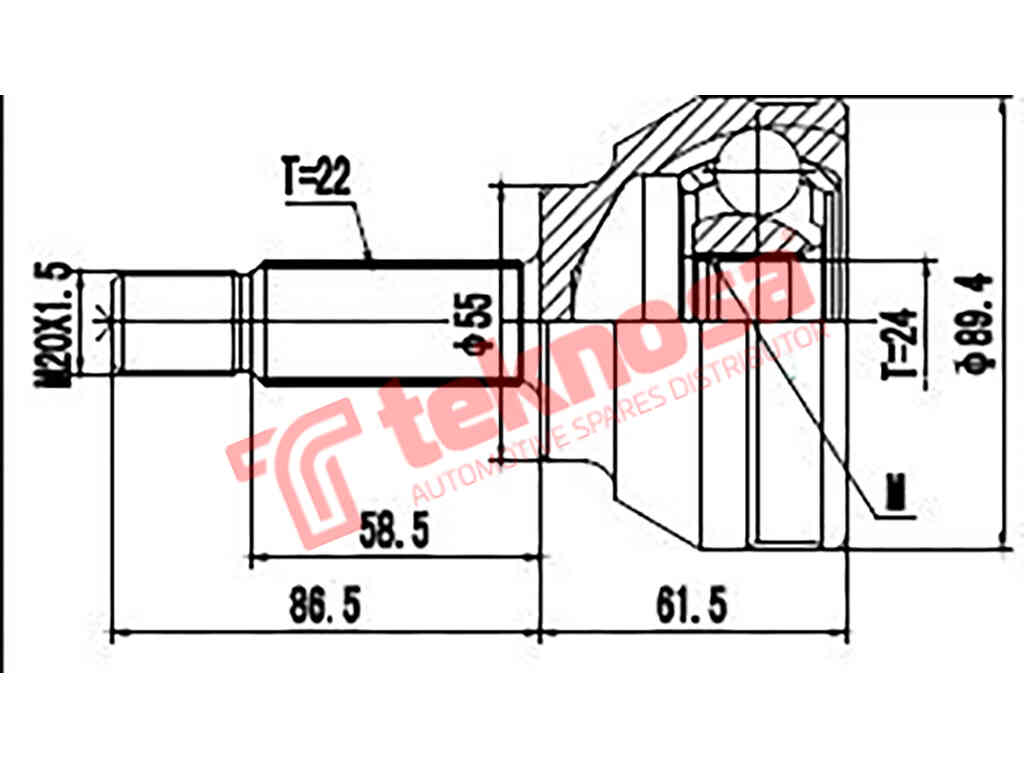 Outer Cv Joint Cherry J2 1.5 2014- Cy3001