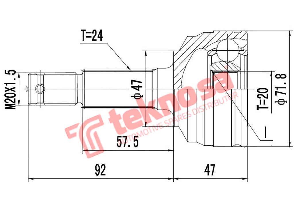 Da5717 Outer Cv Joint Daihatsu Cuore 1997-2001 Daihatsu Sirion 1.