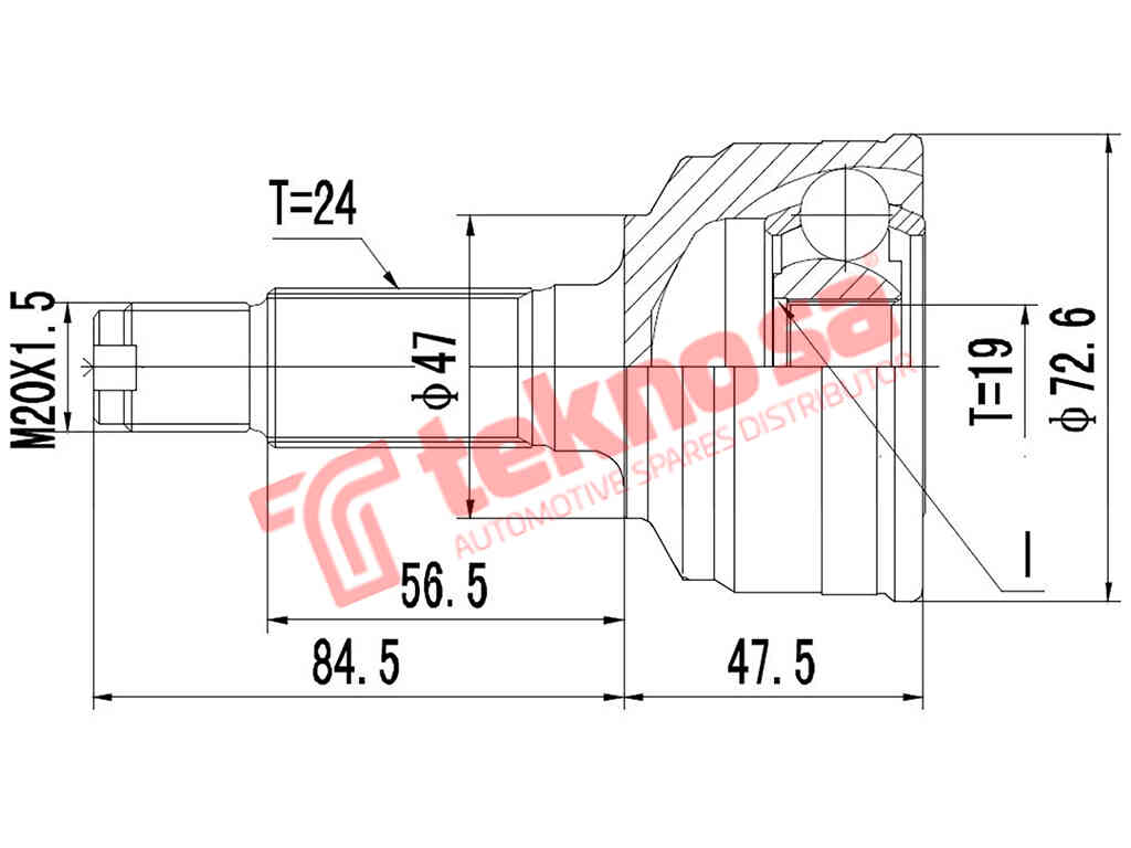 Da7027 Outer Cv Joint Daihatsu Charade Cx 2003-2008 Charade 1.0 2