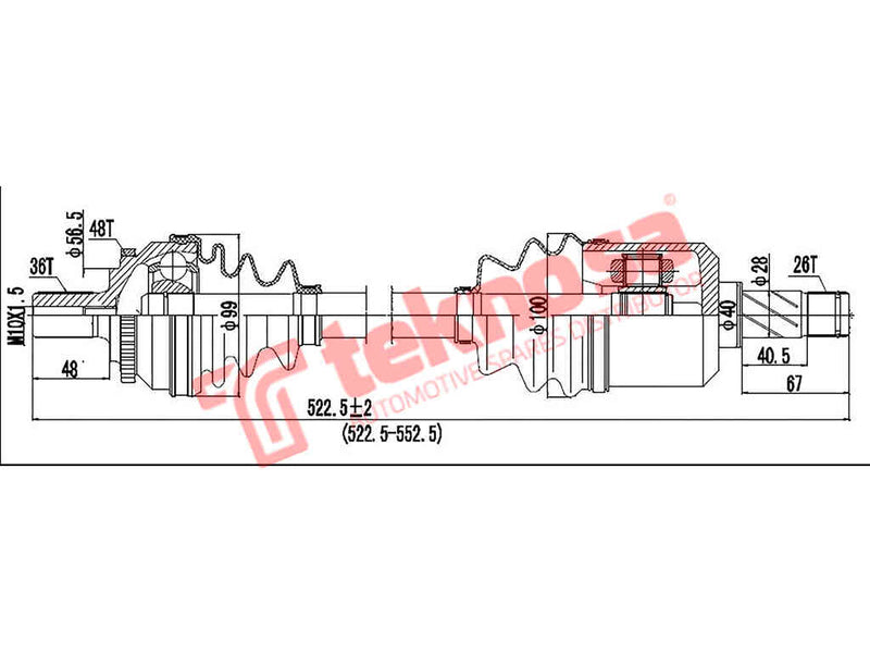 Drive Shaft Focus St Volvo C30 06-13 S40 03-12 Ford Focus 2.5 St 