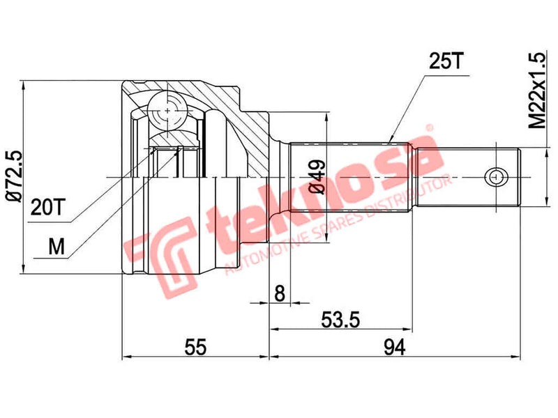 Dg3001 Outer Cv Joint Datsun Go 1.2 Hr12De 2014-